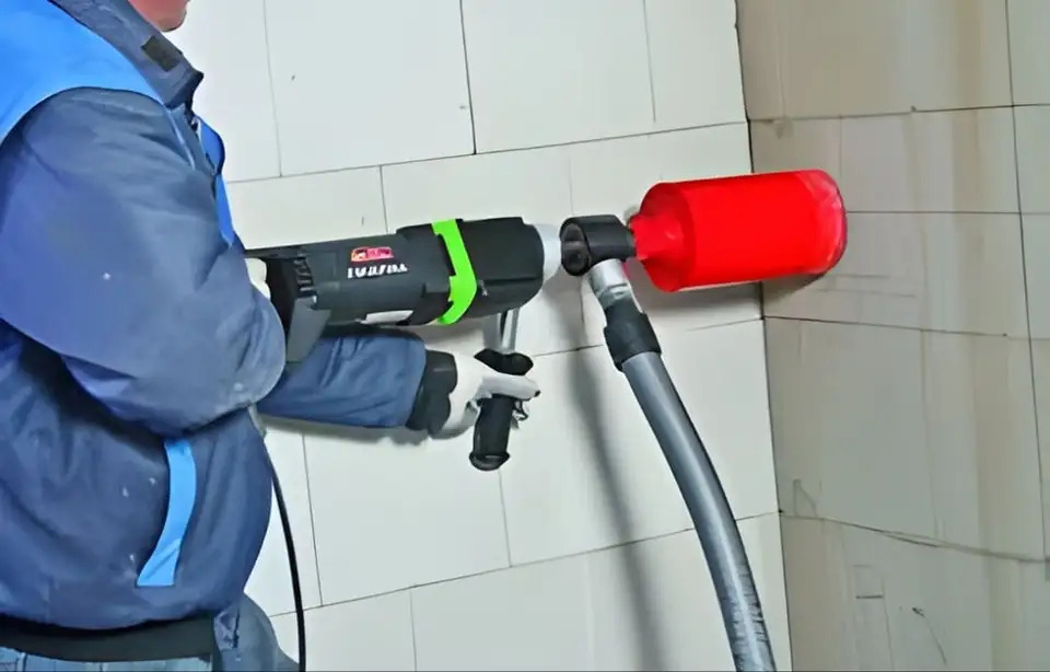 حفر كور في حائط مكسو سيراميك للتكييف أو الشفاط